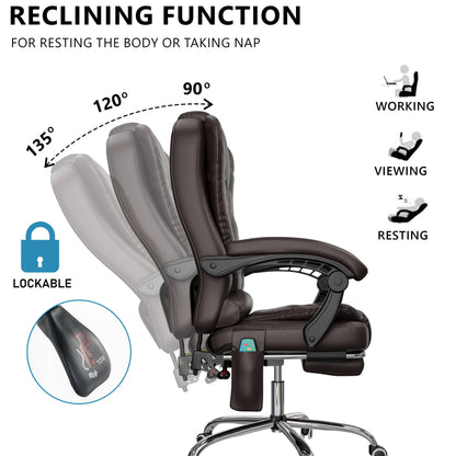 Massage Office Chair with Footrest - Ergonomic Desk Chair