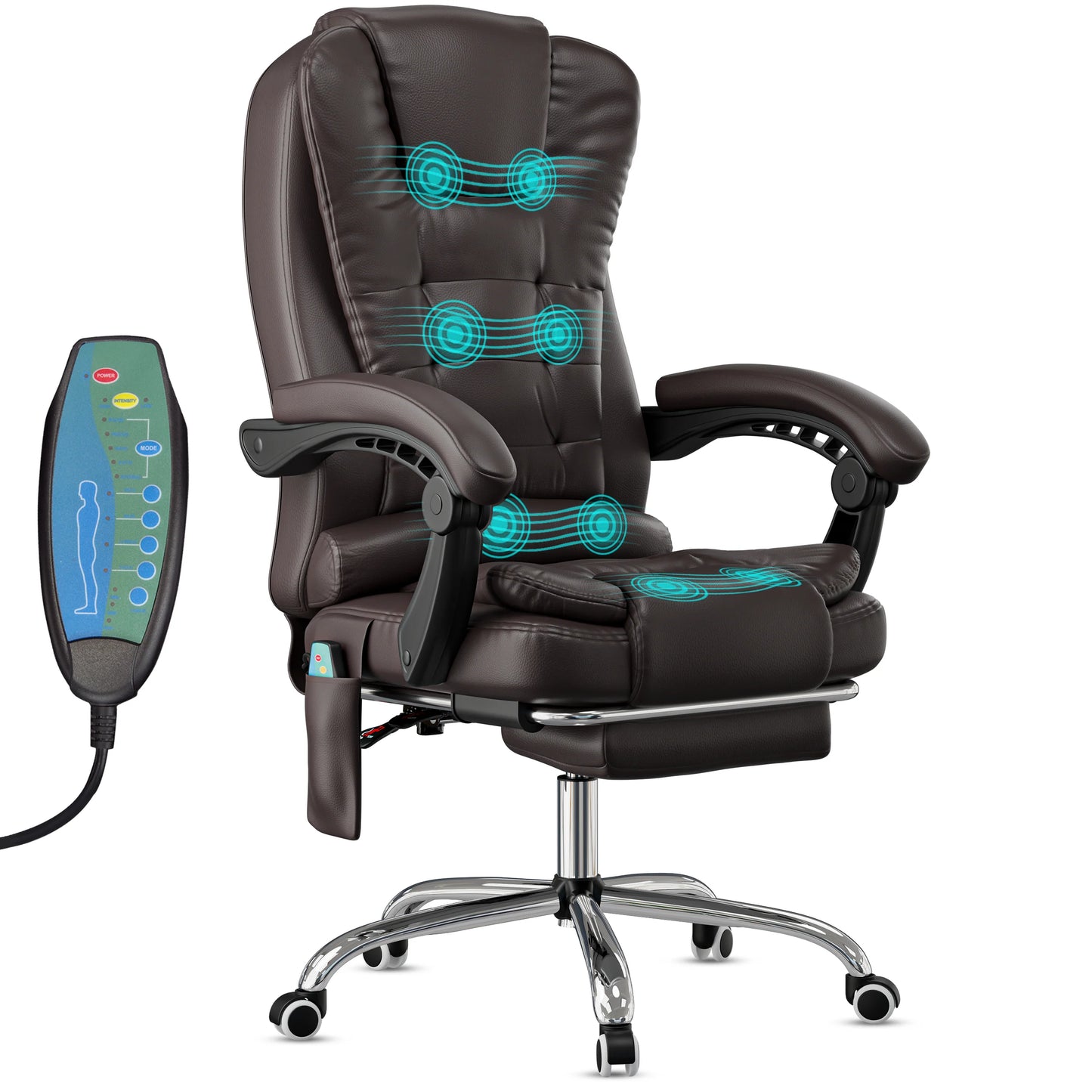 Massage Office Chair with Footrest - Ergonomic Desk Chair