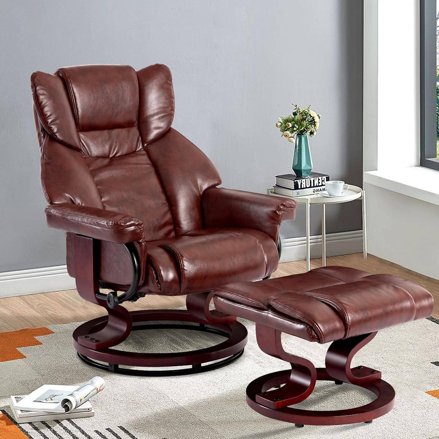 Swivel Recliner Chair with Footstool - Recliner Armchair
