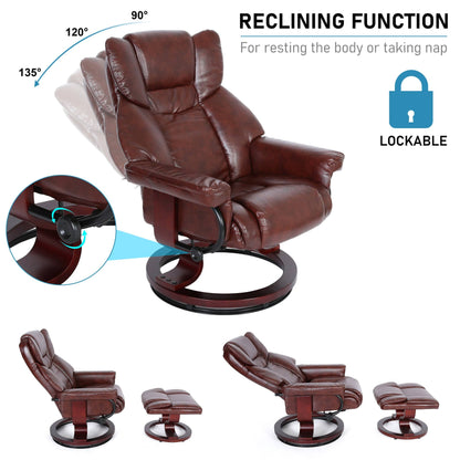 Swivel Recliner Chair with Footstool - Recliner Armchair