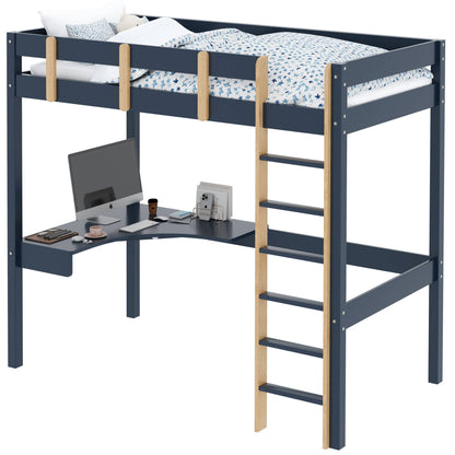 Bunk Bed With Desk - High Sleeper Loft Bed Frame For Kids