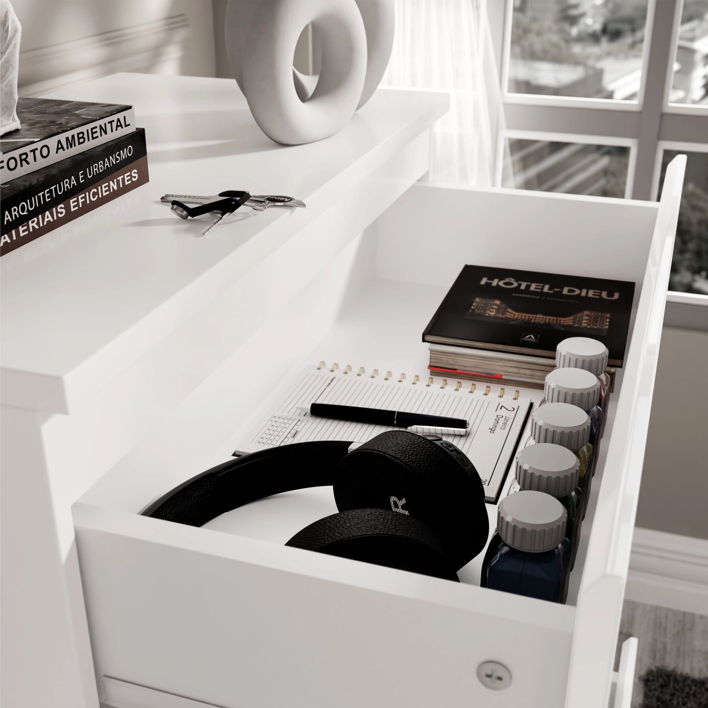 High Gloss 4 Drawer Chest of Drawers - Bedroom Drawers