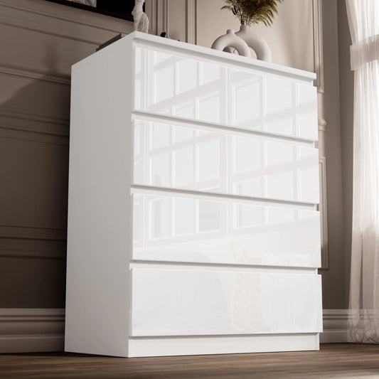 High Gloss 4 Drawer Chest of Drawers - Bedroom Drawers