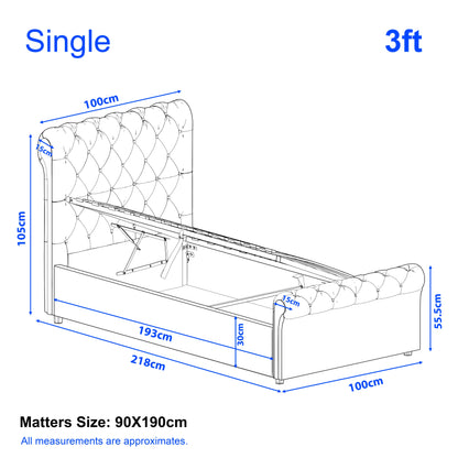 Chesterfield Ottoman Storage Bed - Side Lift Ottoman Bed Frame