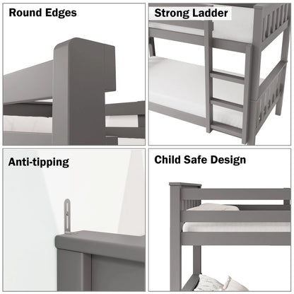 Solid Wood Detachable Double Bunk Bed