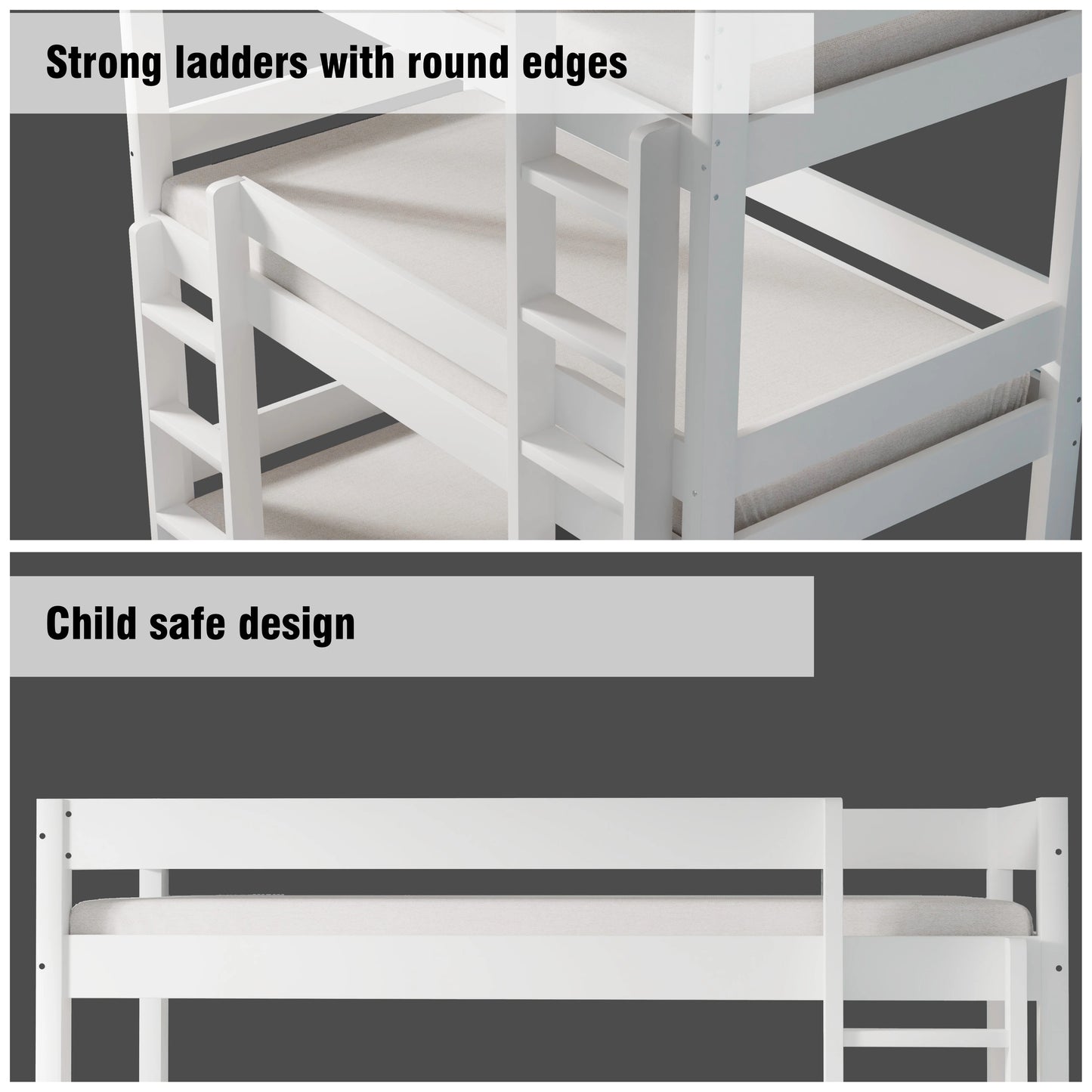 Wooden High Sleeper Triple Bunk Bed