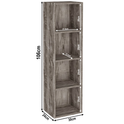 Bookcase Cube Storage Unit - Tall Narrow Bookshelf