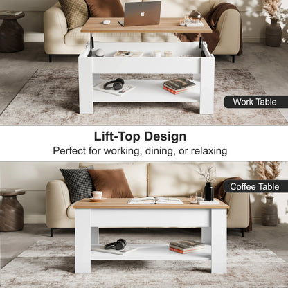 Lift top Coffee Table with Storage - Lift up Living Room Table 100cm
