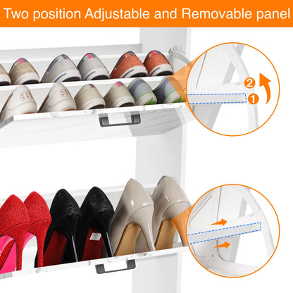 2 Door Slim Shoe Cabinet For Hallway | Small Shoe Storage