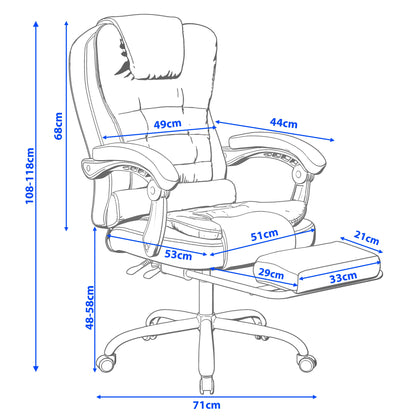 Executive Office Chair With Footrest - Ergonomic Reclining Desk Chair
