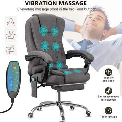 Massage Office Chair with Footrest - Ergonomic Desk Chair