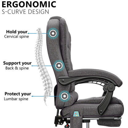 Massage Office Chair with Footrest - Ergonomic Desk Chair