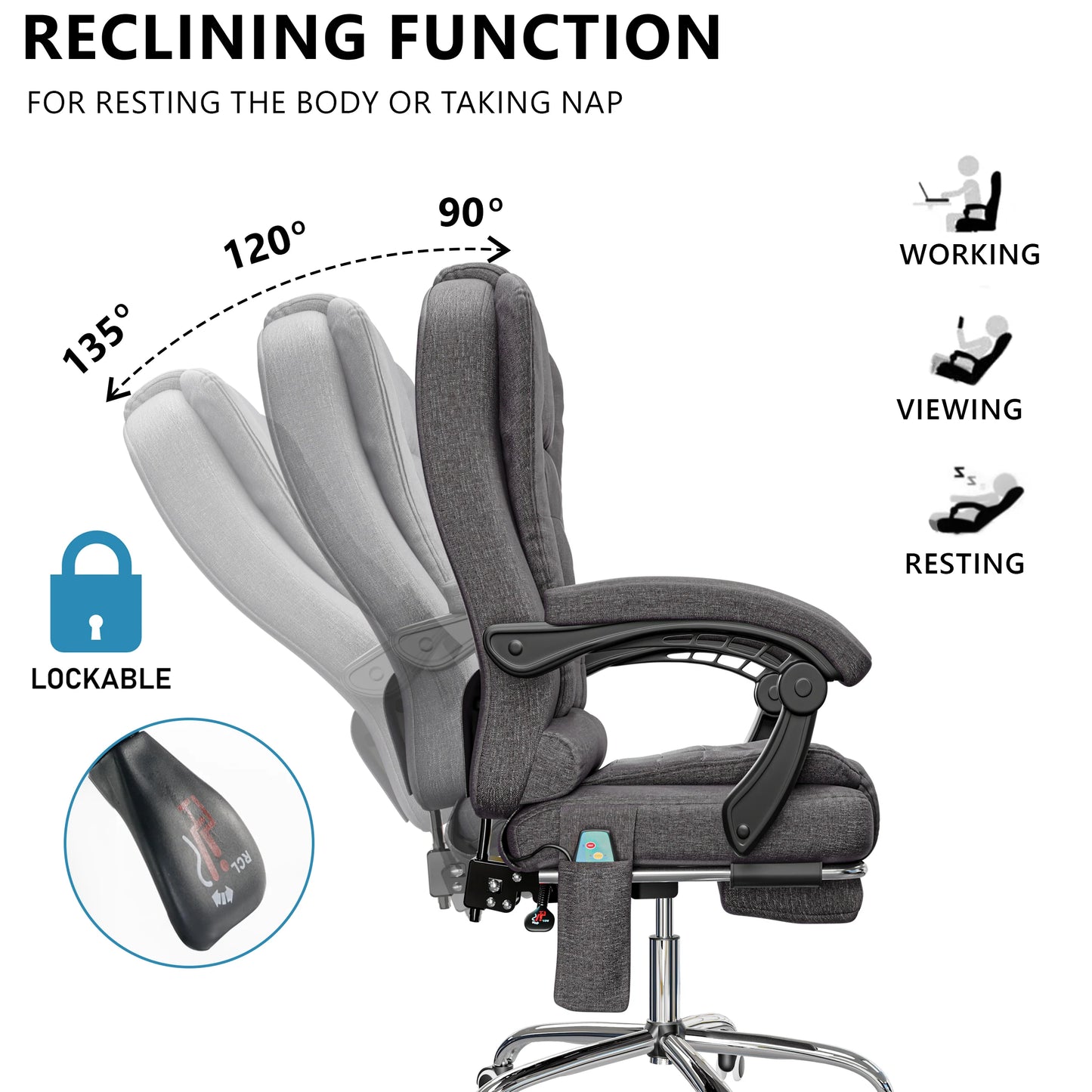 Massage Office Chair with Footrest - Ergonomic Desk Chair