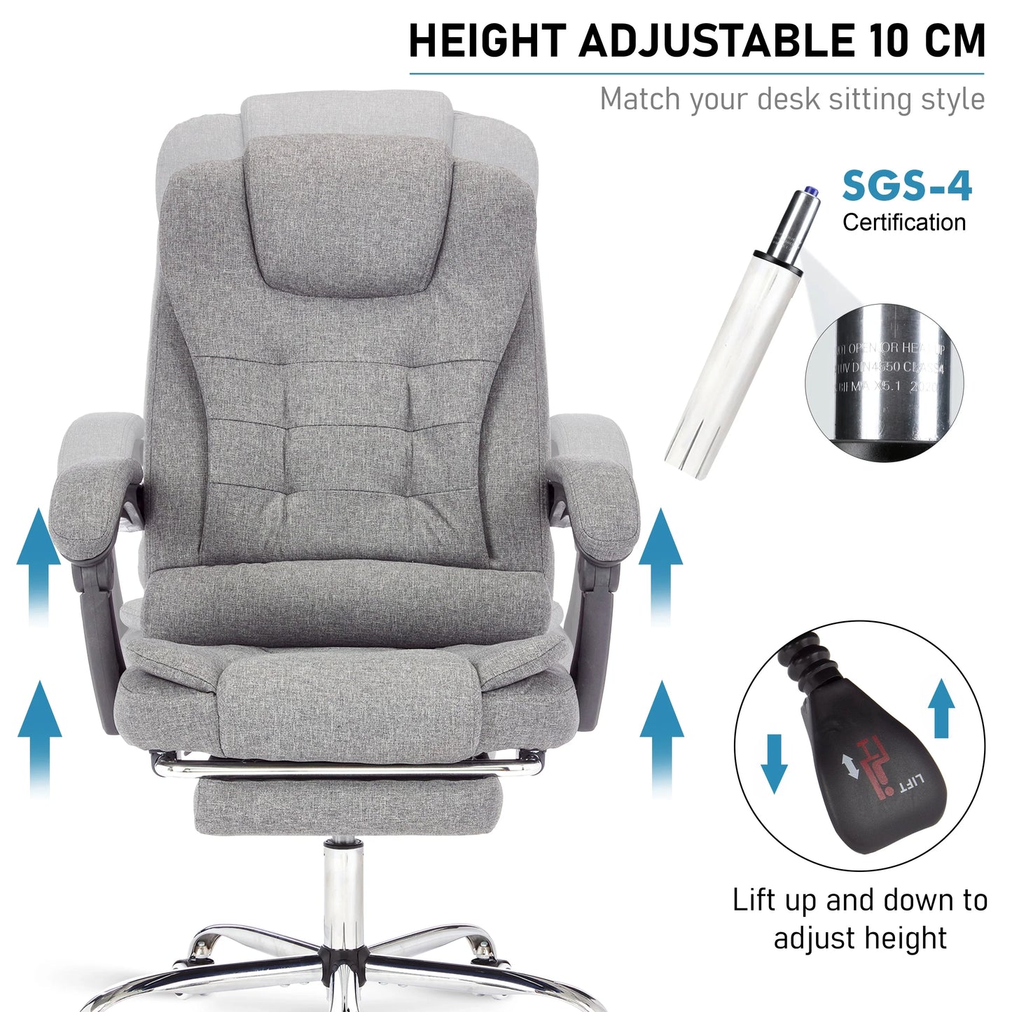 Executive Office Chair With Footrest - Ergonomic Reclining Desk Chair