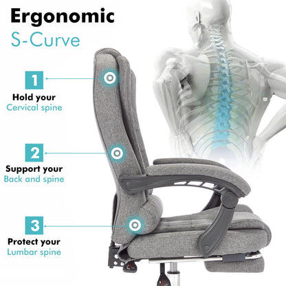 Executive Office Chair With Footrest - Ergonomic Reclining Desk Chair