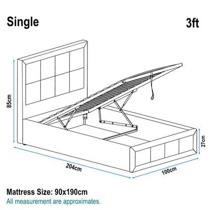 Linen Ottoman Bed Frame - End Lift Ottoman Storage Bed