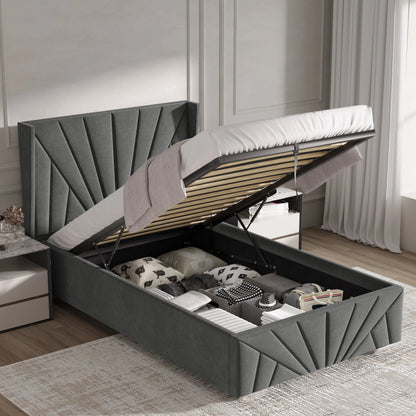 Velvet Ottoman Storage Bed - Sunrise Ottoman Bed Frame