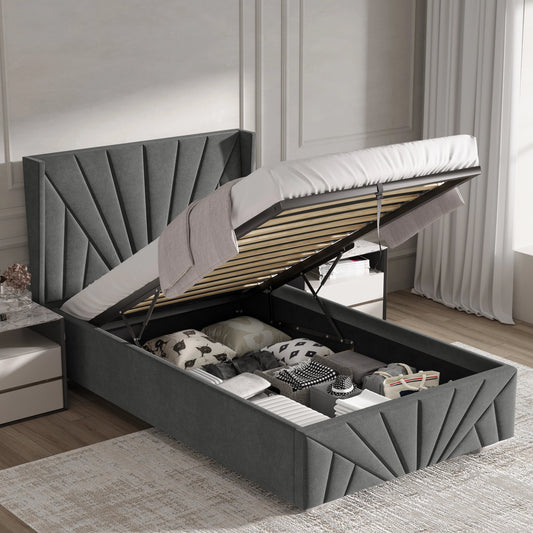 Velvet Ottoman Storage Bed - Sunrise Ottoman Bed Frame