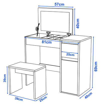 Dressing Table with Mirror and Storage - Makeup Vanity Desk for Girls