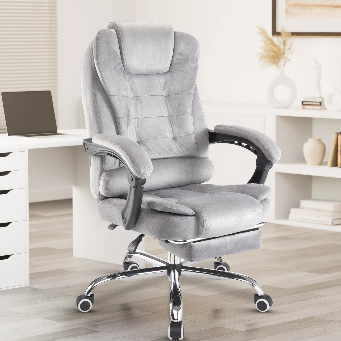 Executive Office Chair With Footrest - Ergonomic Reclining Desk Chair