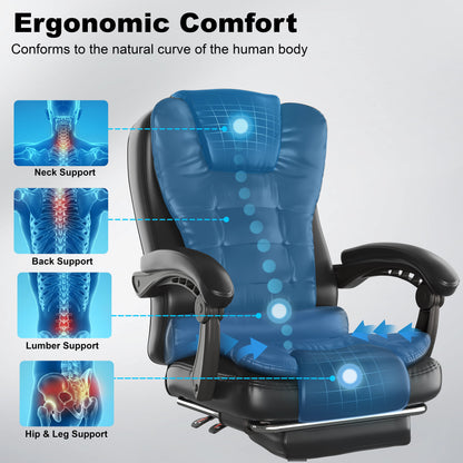 Executive Office Chair With Footrest - Ergonomic Reclining Desk Chair
