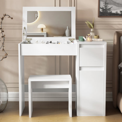 Dressing Table with Mirror and Storage - Makeup Vanity Desk for Girls