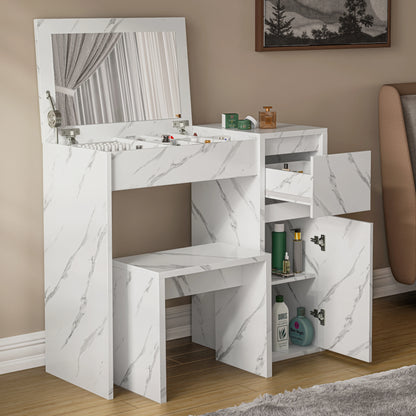 Dressing Table with Mirror and Storage - Makeup Vanity Desk for Girls