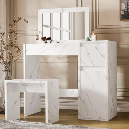 Dressing Table with Mirror and Storage - Makeup Vanity Desk for Girls
