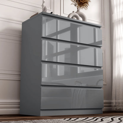 High Gloss 4 Drawer Chest of Drawers - Bedroom Drawers