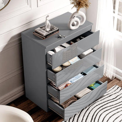 High Gloss 4 Drawer Chest of Drawers - Bedroom Drawers