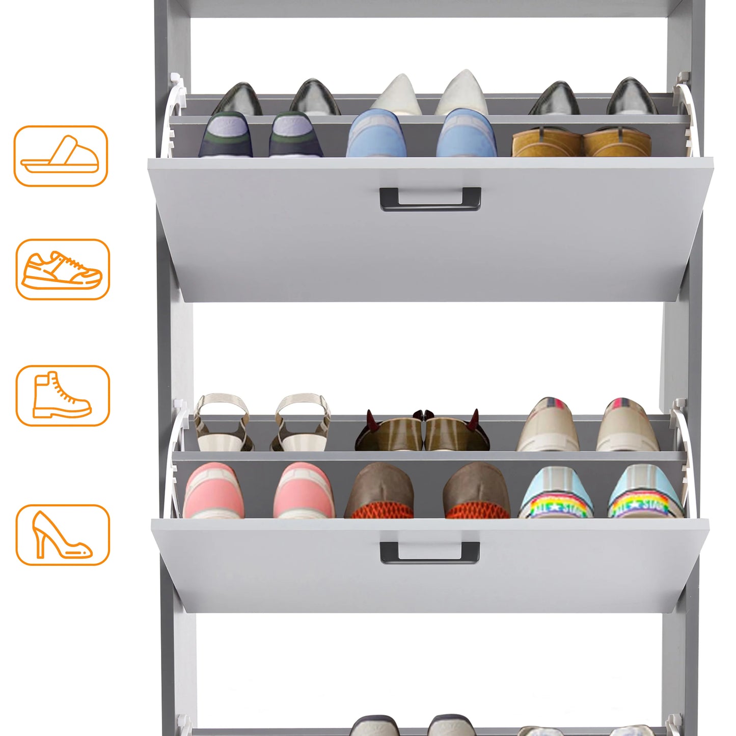 3 Drawer Slim Shoe Cabinet For Hallway - Tall Shoe Storage