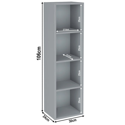 Bookcase Cube Storage Unit - Tall Narrow Bookshelf