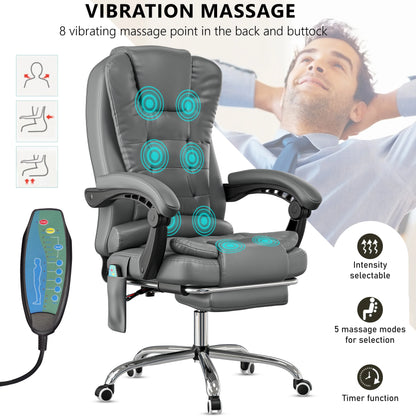 Massage Office Chair with Footrest - Ergonomic Desk Chair