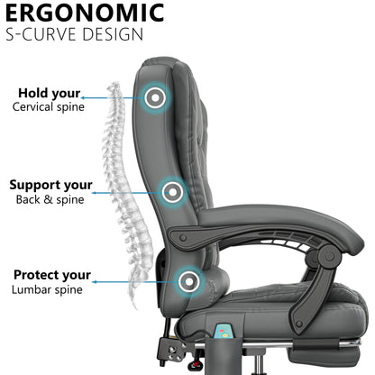 Massage Office Chair with Footrest - Ergonomic Desk Chair