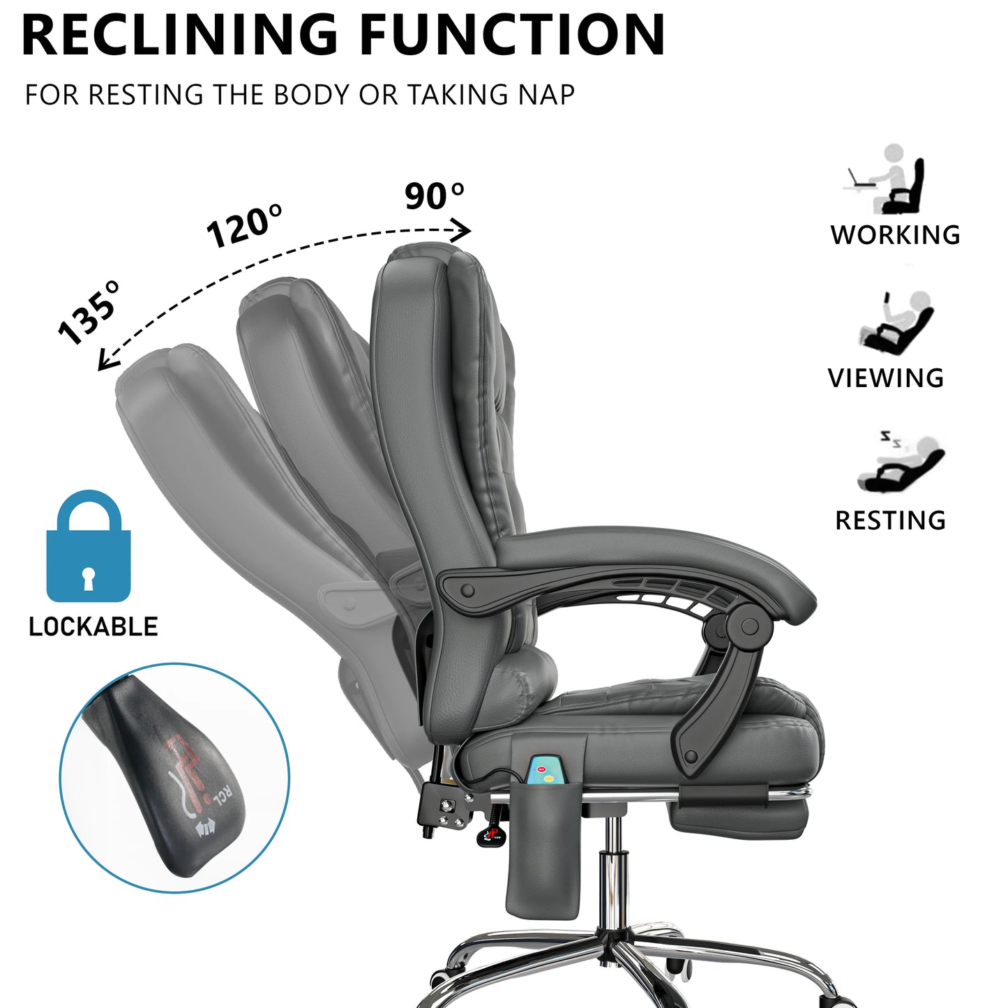 Massage Office Chair with Footrest - Ergonomic Desk Chair