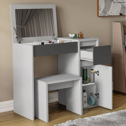 Dressing Table with Mirror and Storage - Makeup Vanity Desk for Girls