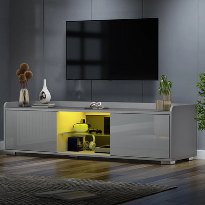 High Gloss LED TV Unit with Storage - Living Room TV Cabinet 140cm