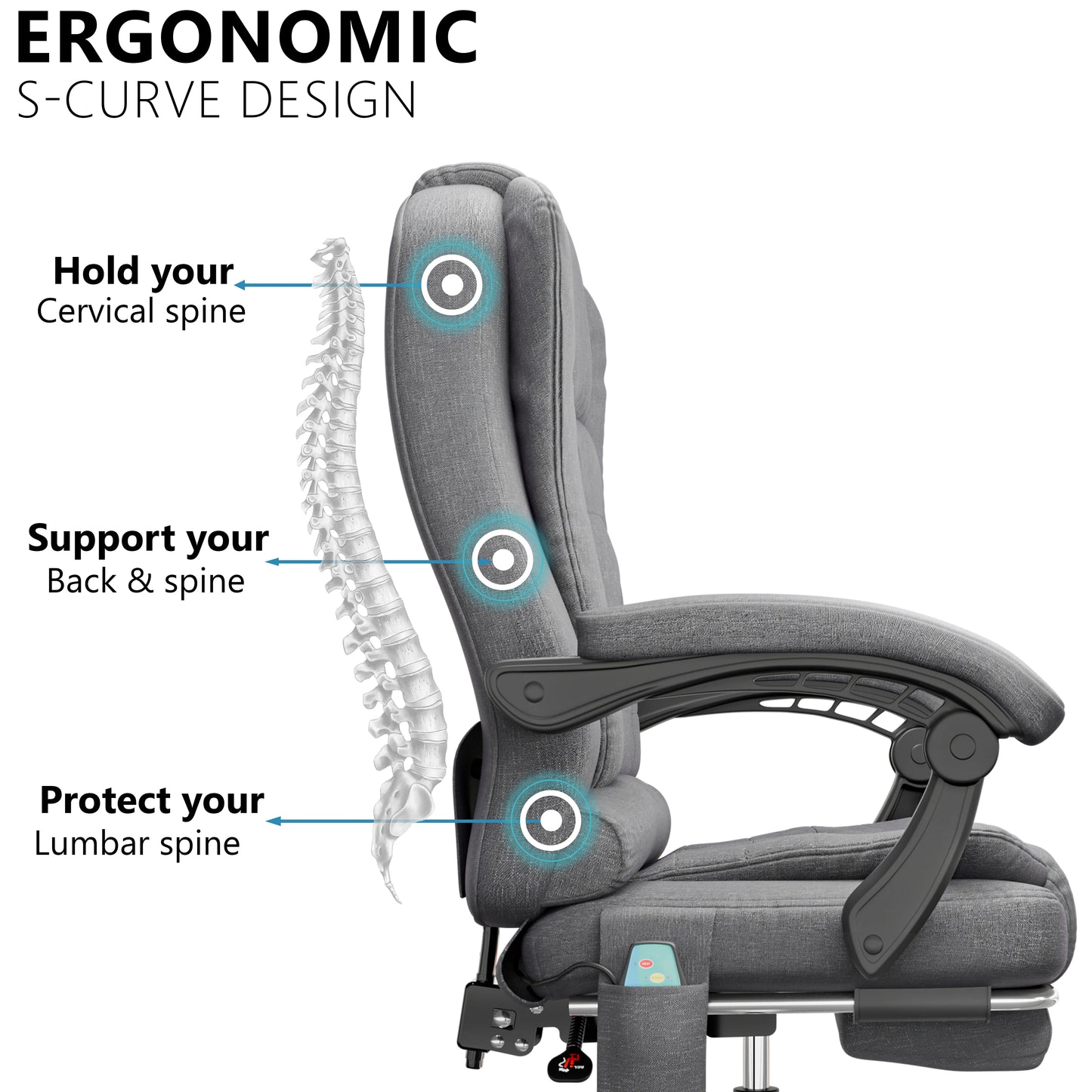 Massage Office Chair with Footrest - Ergonomic Desk Chair