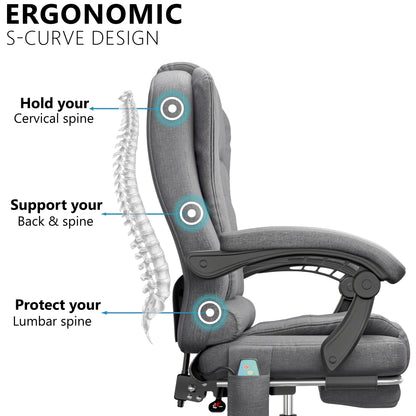 Massage Office Chair with Footrest - Ergonomic Desk Chair