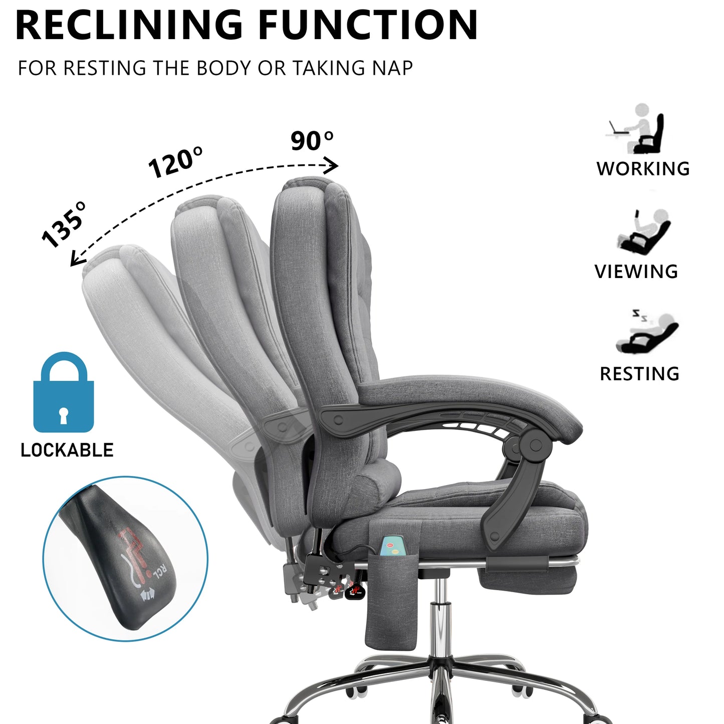 Massage Office Chair with Footrest - Ergonomic Desk Chair