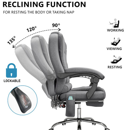Massage Office Chair with Footrest - Ergonomic Desk Chair