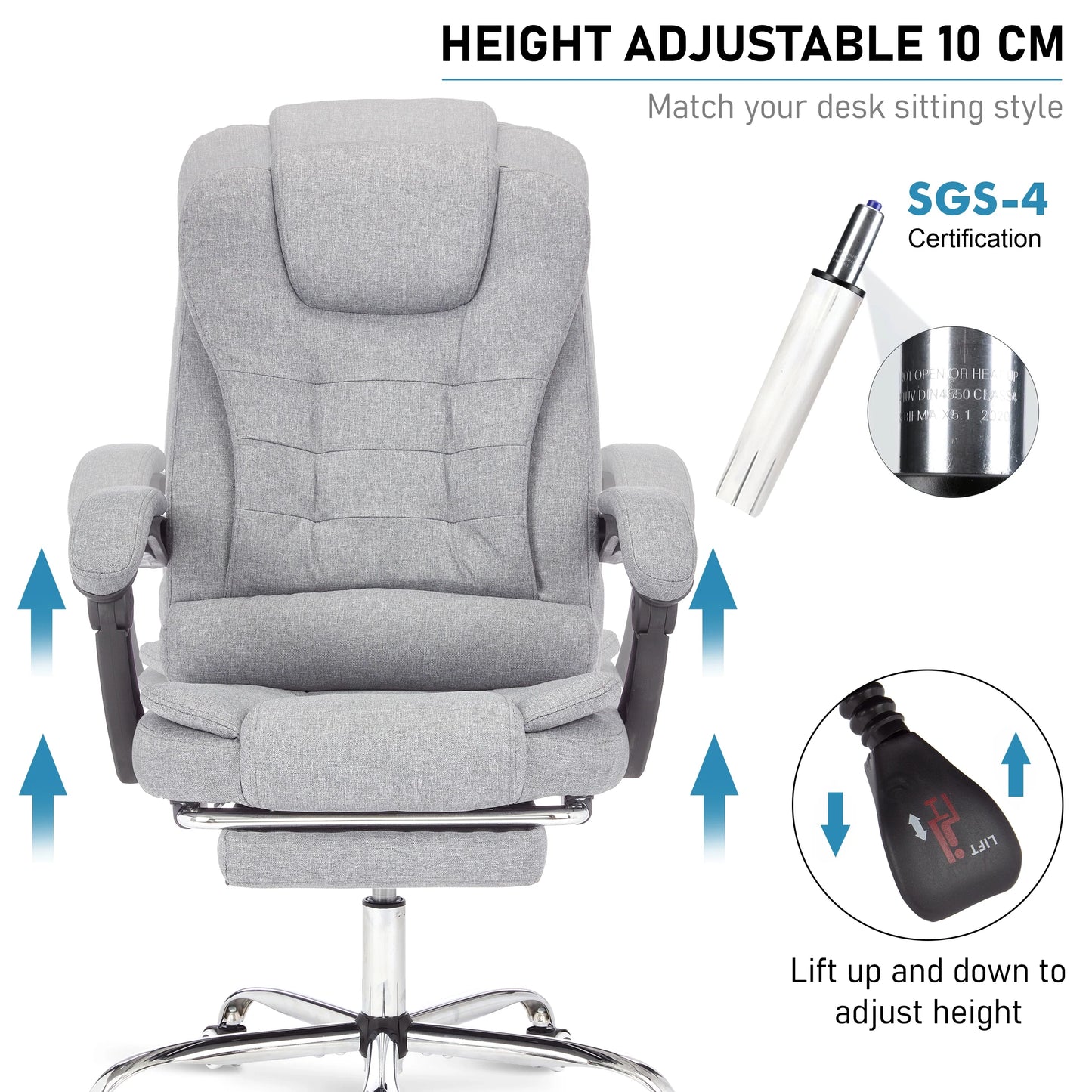 Executive Office Chair With Footrest - Ergonomic Reclining Desk Chair