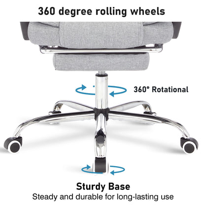 Executive Office Chair With Footrest - Ergonomic Reclining Desk Chair