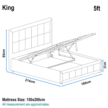 Linen Ottoman Bed Frame - End Lift Ottoman Storage Bed