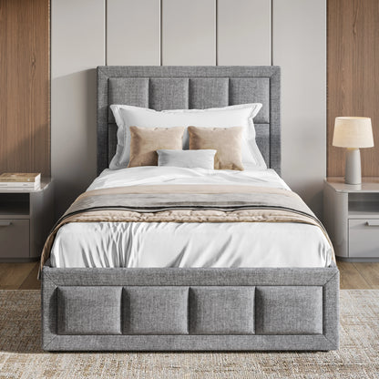 Linen Ottoman Bed Frame - End Lift Ottoman Storage Bed