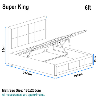 Linen Ottoman Bed Frame - End Lift Ottoman Storage Bed