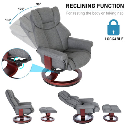 Swivel Recliner Chair with Footstool - Recliner Armchair