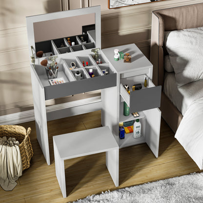 Dressing Table with Mirror and Storage - Makeup Vanity Desk for Girls