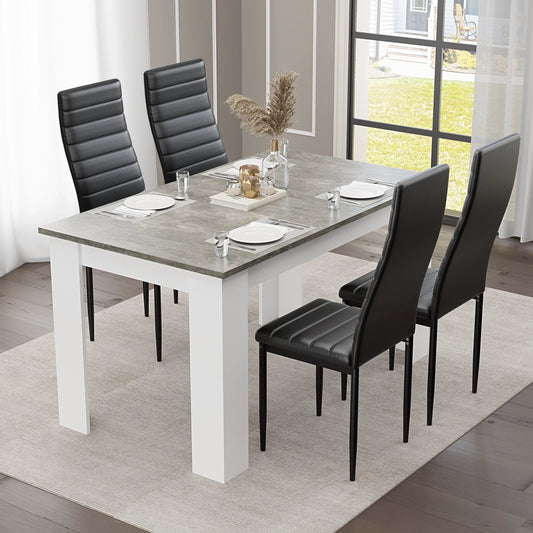 Grey Marble Finish 4-6 Seater Dining Table and Chairs Set