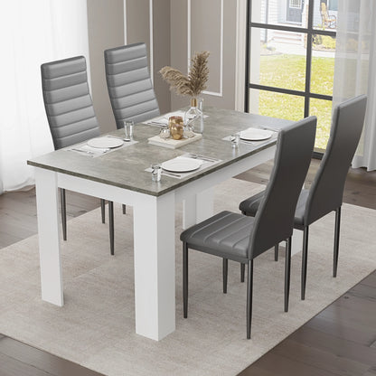 Grey Marble Finish 4-6 Seater Dining Table and Chairs Set
